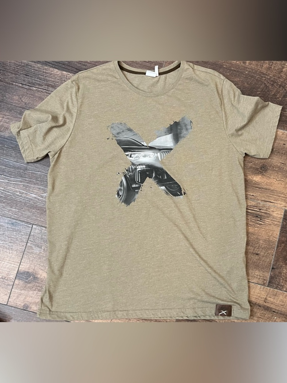 BMW Graphic Tee XXL Tan Khaki Car Shirt Made in Portugal